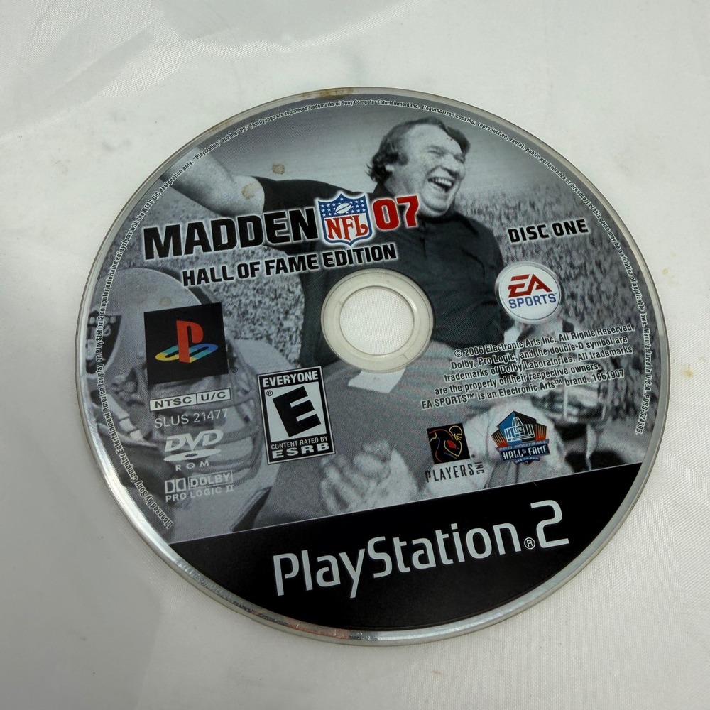 Madden NFL 07 Hall of Fame Edition Sony PlayStation 2 PS2 Disc One SLUS 21477